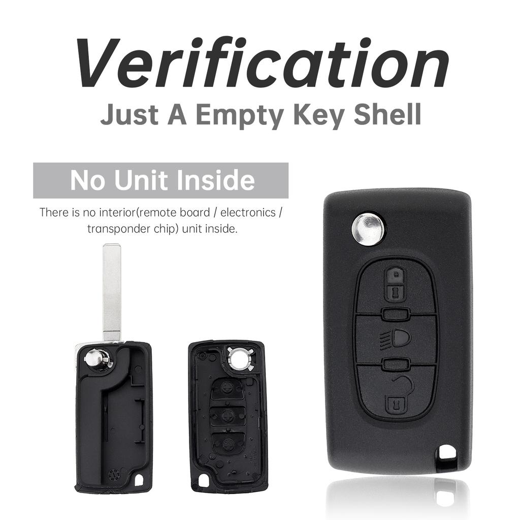 3 Button Flip Key Fob Case Replacement Durabled for 207-407 Citroen C1-C4 with Tools Key Chain Screwdriver