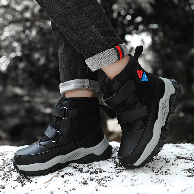 Children Warm Snow Boots Kids Winter Cotton Shoes Non-slip Snow Outdoor Warm Plush Boots High Top Warm Furry Footwear Waterproof Warm Sneakers