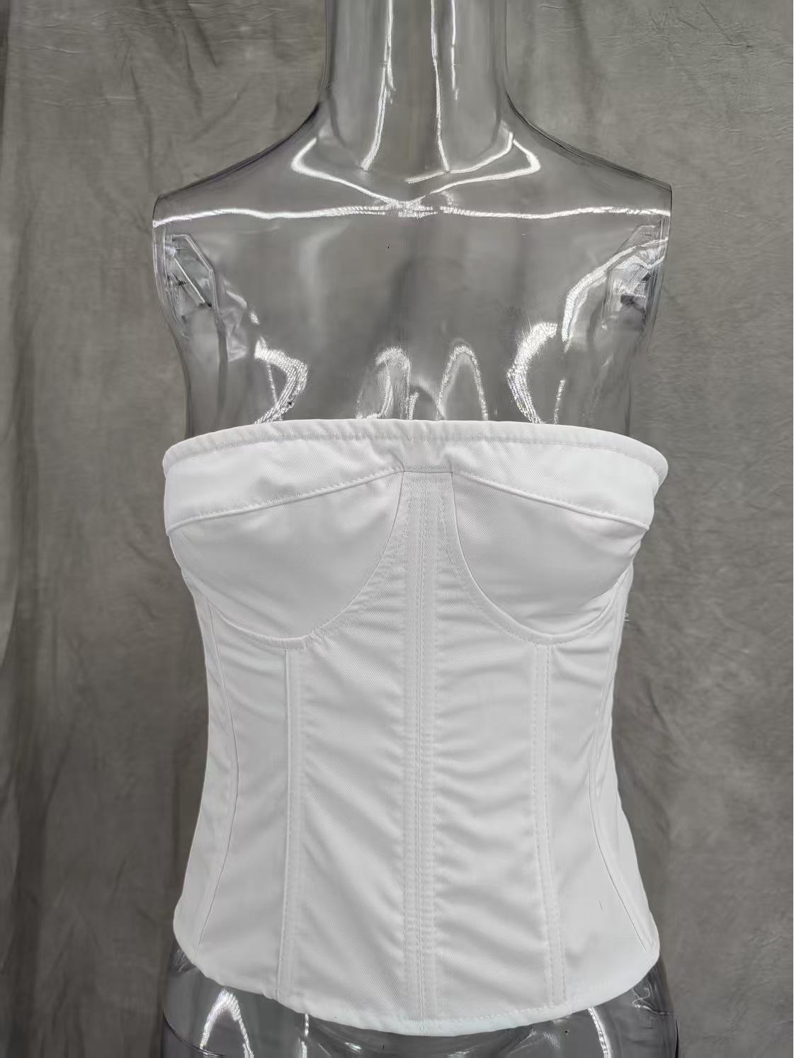 

Європейсько-американський весняно-літній сексуальний комплект з бандо на шнурівці «риб яча кістка» та квіткової спідниці - LX0107 Medium