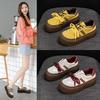 Women's Retro Color Block Sneakers with Thick Sole and Double Shoelaces - Autumn 2024 Collection