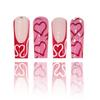 24 Pcs Coffin Shaped Artificial Nail Gradient Heart Stick On Nail Valentines Day False Nail French Tip Press On Nail