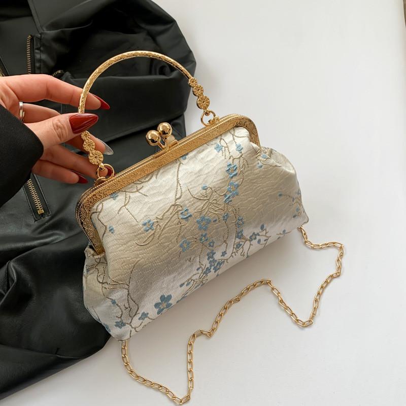 Fashionable Retro Canvas Shoulder Bag Street Style Medium Square Bag Blue Red