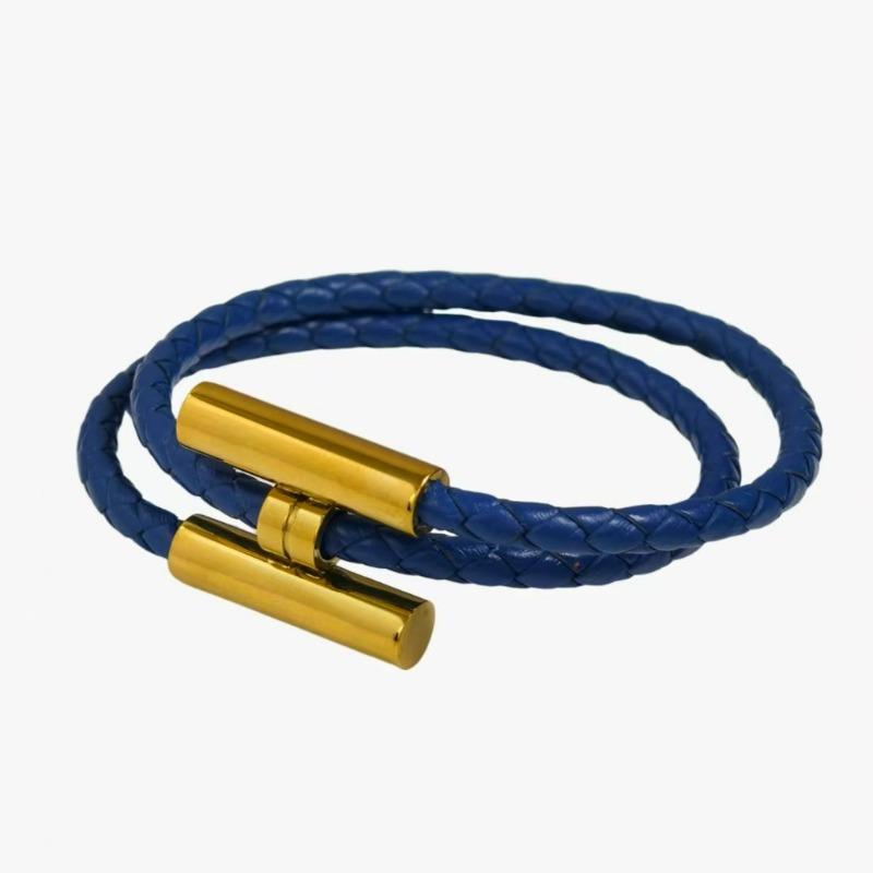 Stainless Steel Bracelet, Leather Woven Bracelet, Various Colors, Geometric Style, Light Luxury Style