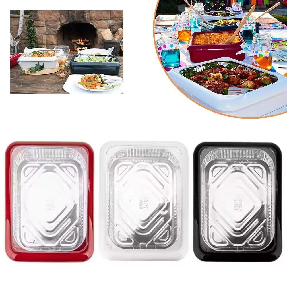 Food Container Foil Pans Holder Stackable Food Foil Tray Aluminium Foil Trays  Outdoor Tableware