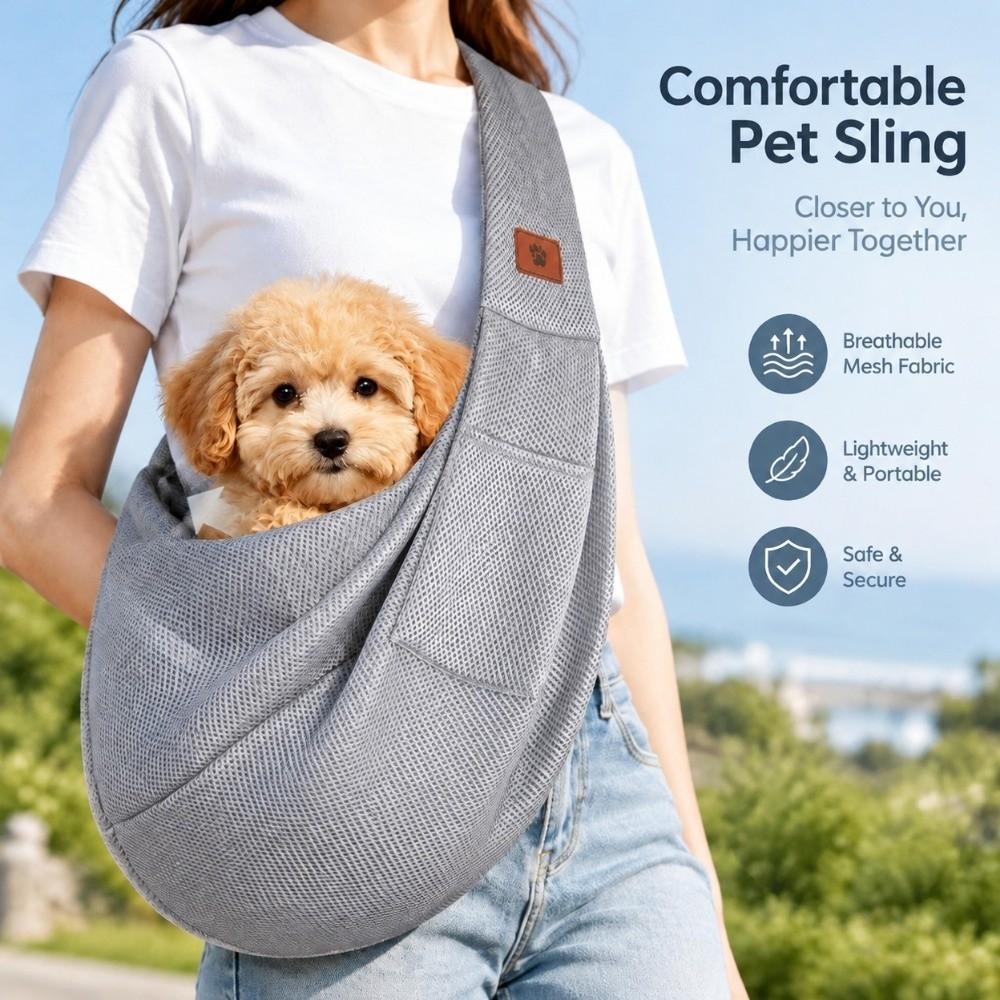 Front Pocket Cat Carrier Bag Large Capacity Shoulder Sling Bag Portable Pet Crossbody Bag Outdoor