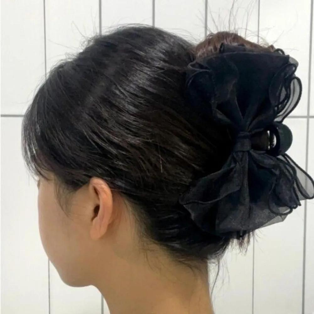Black chiffon ribbon hair clip, hair clip, large ribbon clip, hair pin, hair clip, half hairstyle, half updo