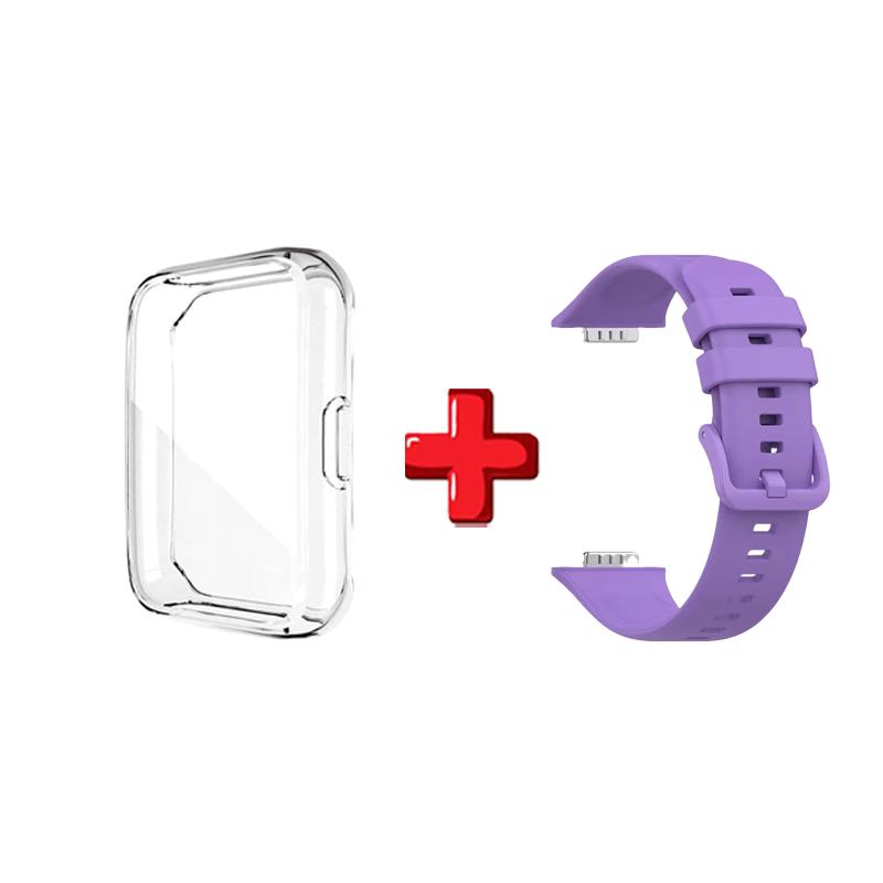 Silicone Strap For Huawei Watch Fit 2 Fit2 Watch Band Bracelet Replacement Accessories + Transparent TPU Protective Case