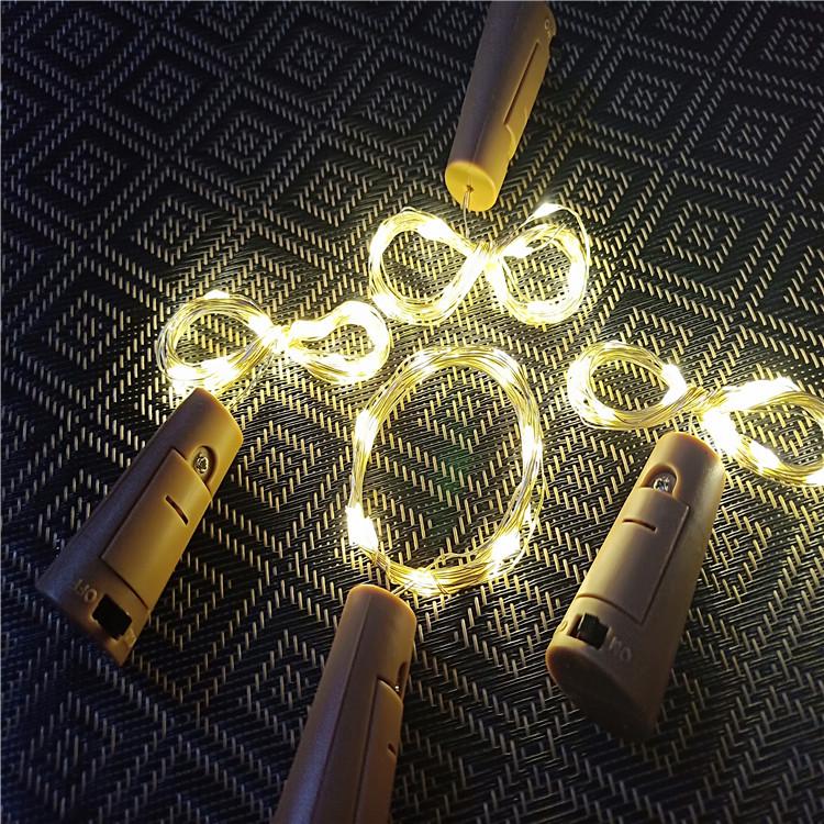 Copper Wire Wine Bottle Stopper String Lights - 2 Meters, 20 LEDs, Ideal for Christmas & Decorative Atmosphere.