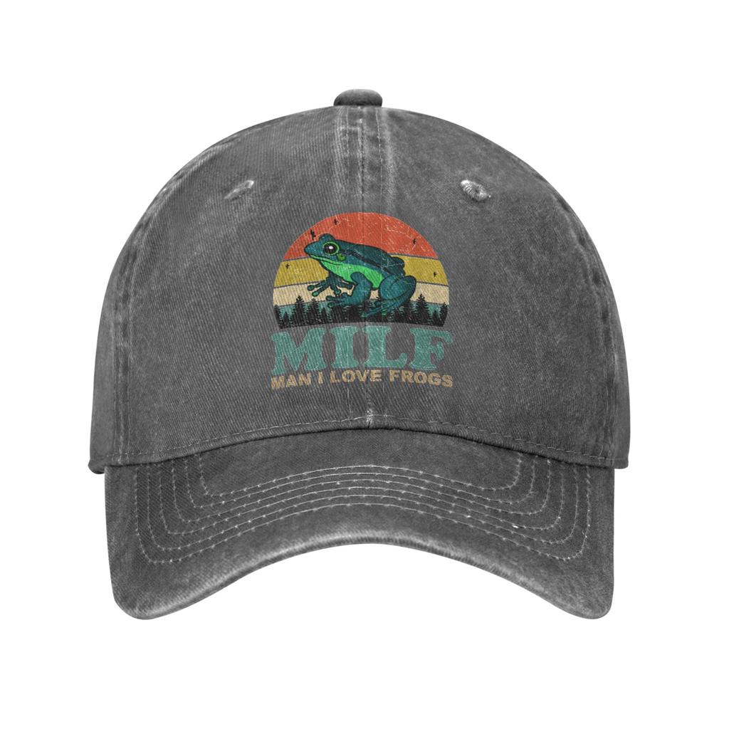 MILF Unisex I Love Frogs Unisex Style Baseball Caps  Distressed Washed Hats Cap Fashion Outdoor Summer  Gift Sun Cap