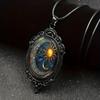 Gothic Pendant Necklace for Women Sun Moon Charm Necklace Vintage Celestial Solar Necklace Gothic Rope Chain Mystic Witch Jewelry Accessories