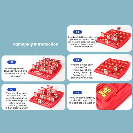 Who Is It Board Game Kids Adults Family Night Classic Guessing Game Portable Travel 2 Players Interactive Tabletop Game Educational Toy