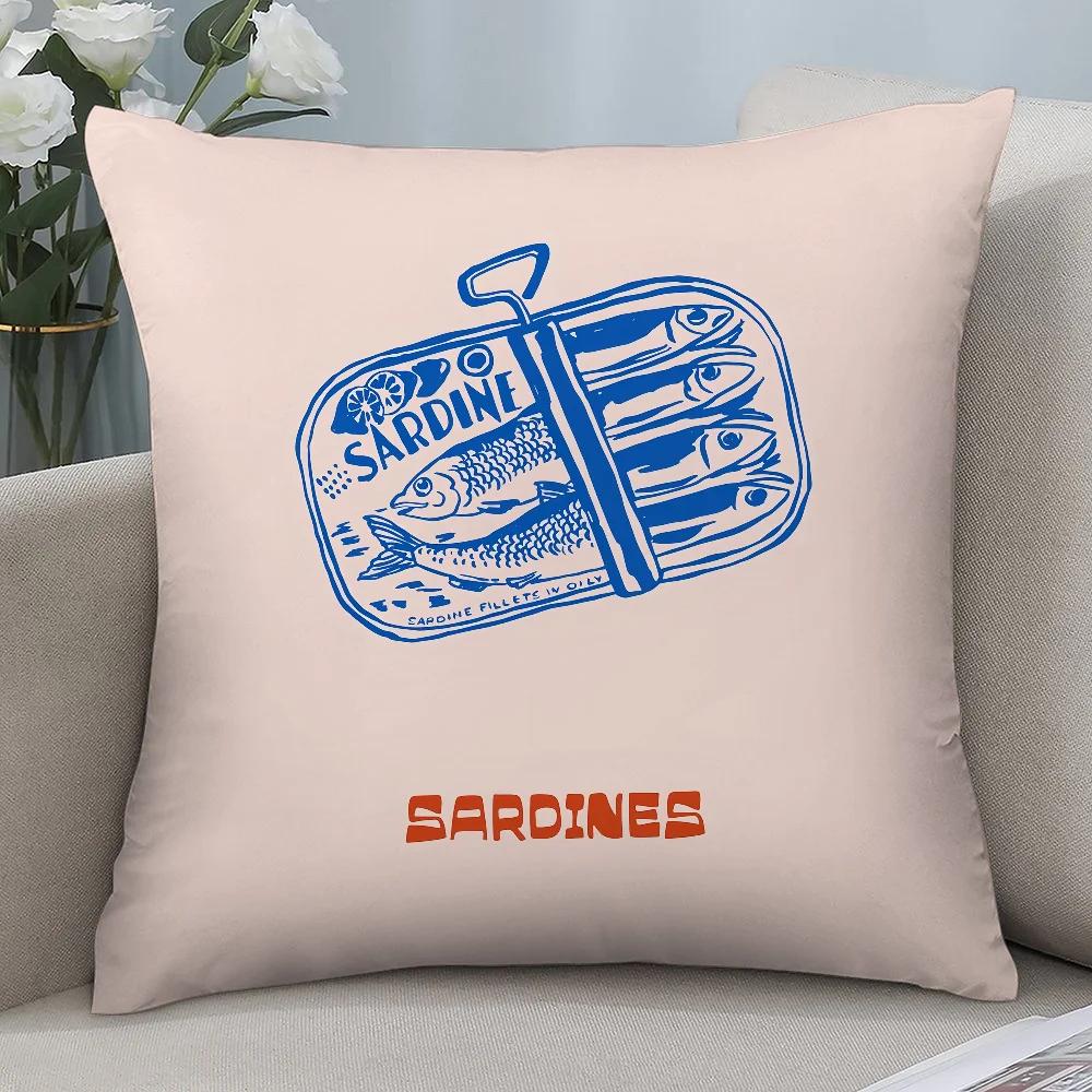 Sardines Art Pillow Case Short Plush Pillow Covers Sofa Decorative Gift Home Printing Cushion Cover