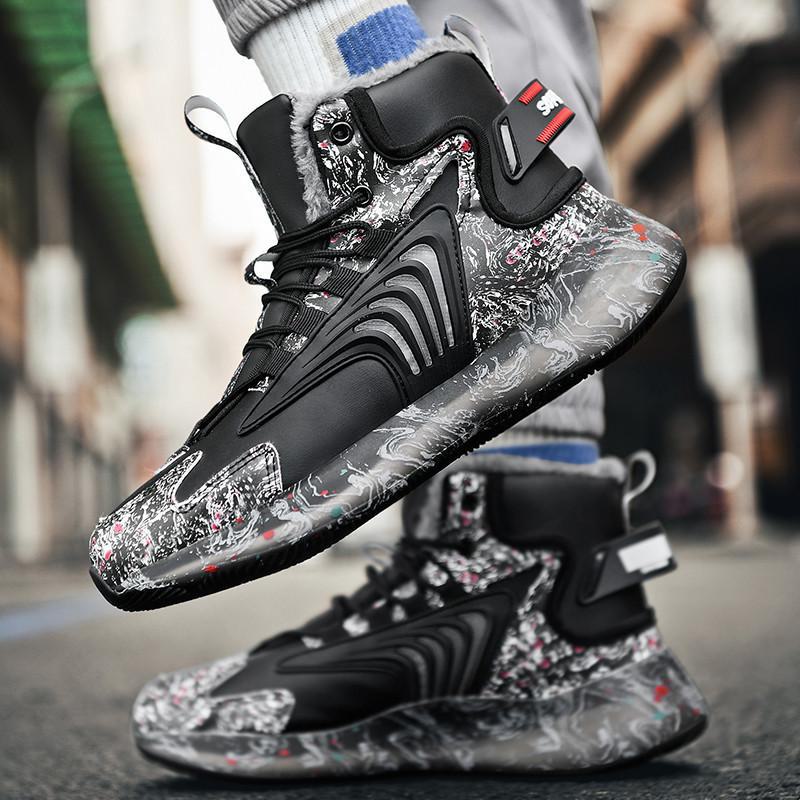 Men's Winter High-Top Basketball & Running Shoes with Popcorn Cushioning