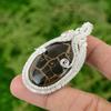 Moroccan Mud Crack Fossil Gemstone 925 Silver Trendy Wire Wrap Pendant Jewelry