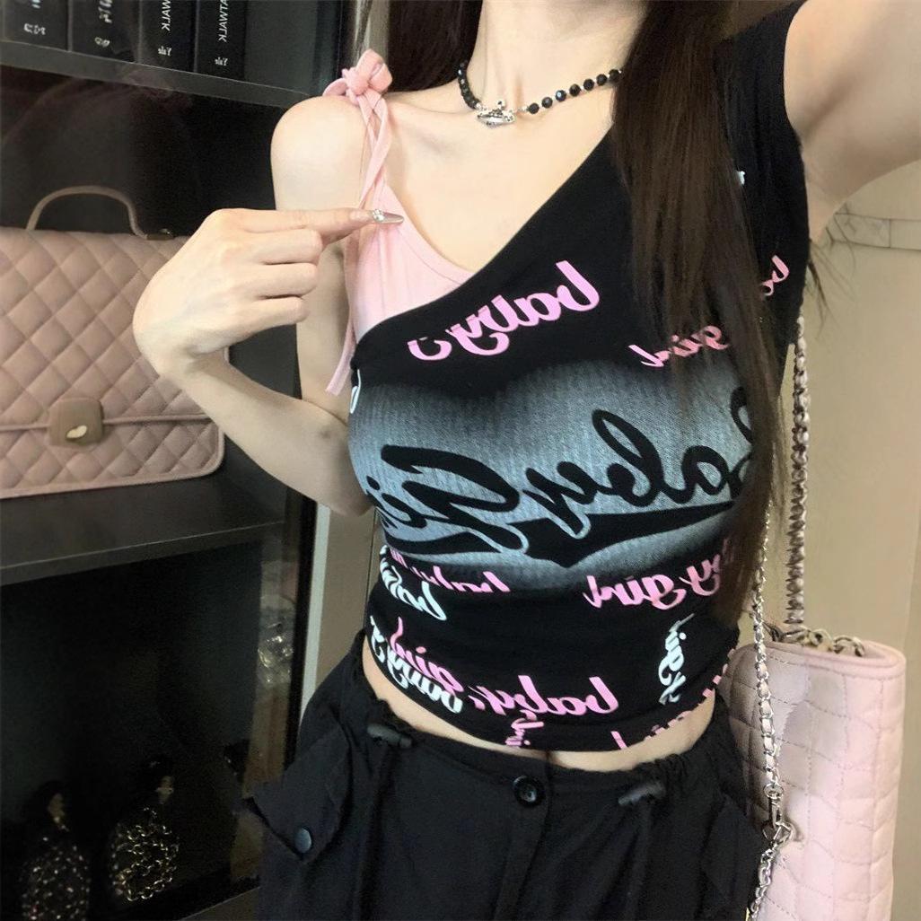 

Элегантная черная футболка с одним плечом и коротким рукавом для женщин - Летний топ приталенного силуэта X-Large чёрный