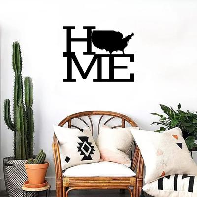 Metallschild USA für Zuhause – Wanddekoration mit Silhouette von Amerika, stilvolles Wandbehang aus Metall und eleganter Wandaufhänger für Zuhause