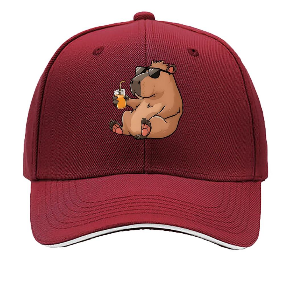 Vinyl Cartoon Capybara Sunglasses Juice Home Decor Hip Hop Hat Fashion Outdoor Sports Sandwich Baseball Cap