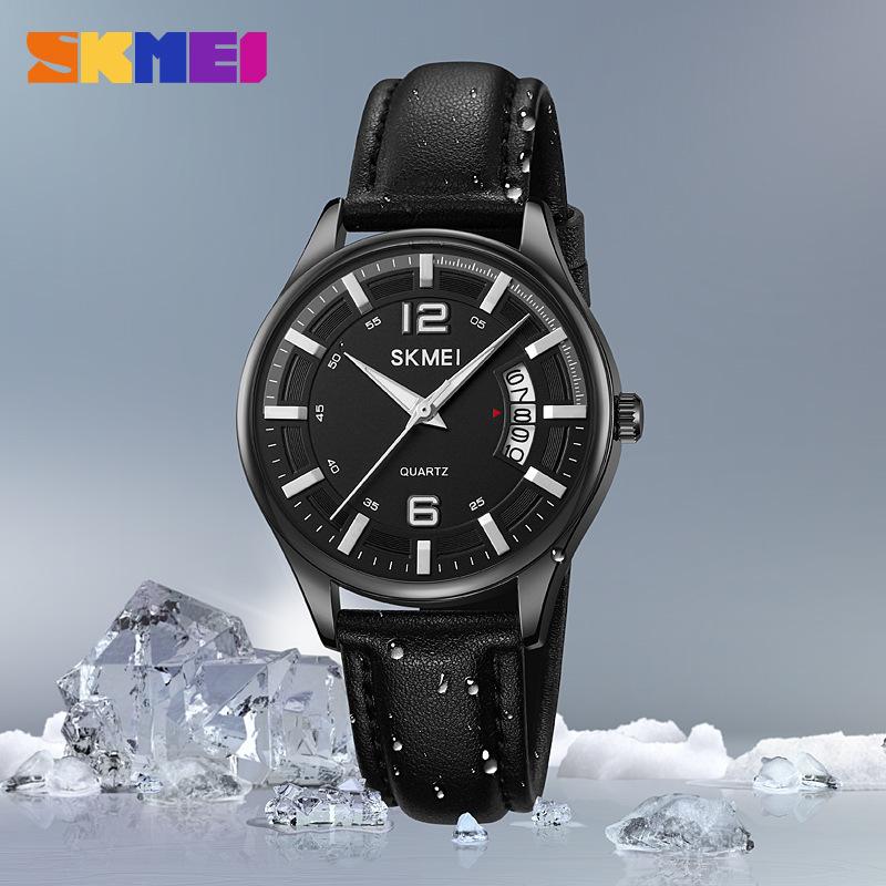 Round Large Dial Men's Watch with Calendar Stainless Steel Men's Watch Waterproof Casual Men's Quartz Watch