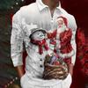 Holiday Essential! Christmas Print Long Sleeve Polo, Santa & Snowman Design