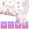 FunnyPars 3 Pack Butterfly Baby Shower Tablecloth, Little Butterfly is On The Way Baby Shower Decorations, Plastic Disposable Rectangle Watercolor