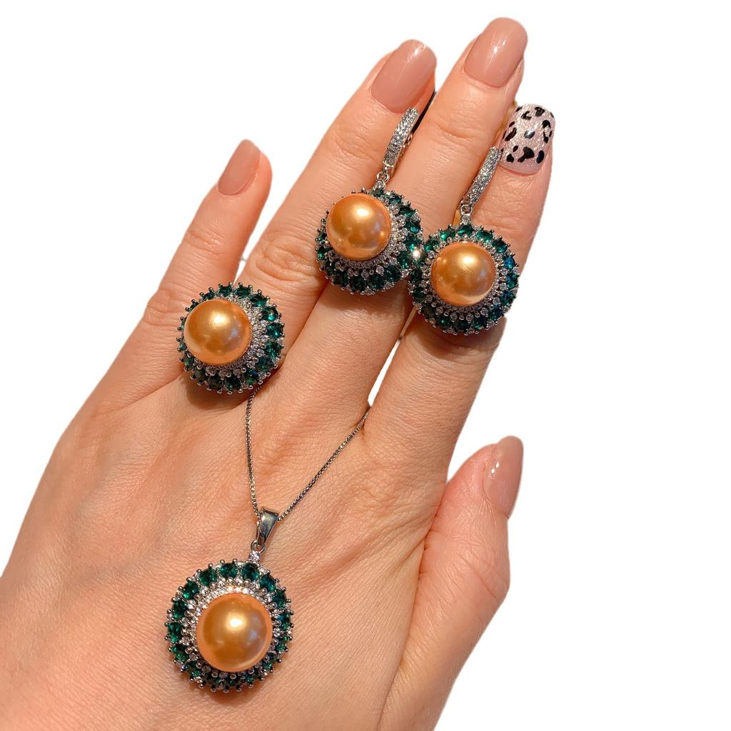 Live Streaming New Emerald Australian Mother Of Pearl Earrings Women Retro Temperament