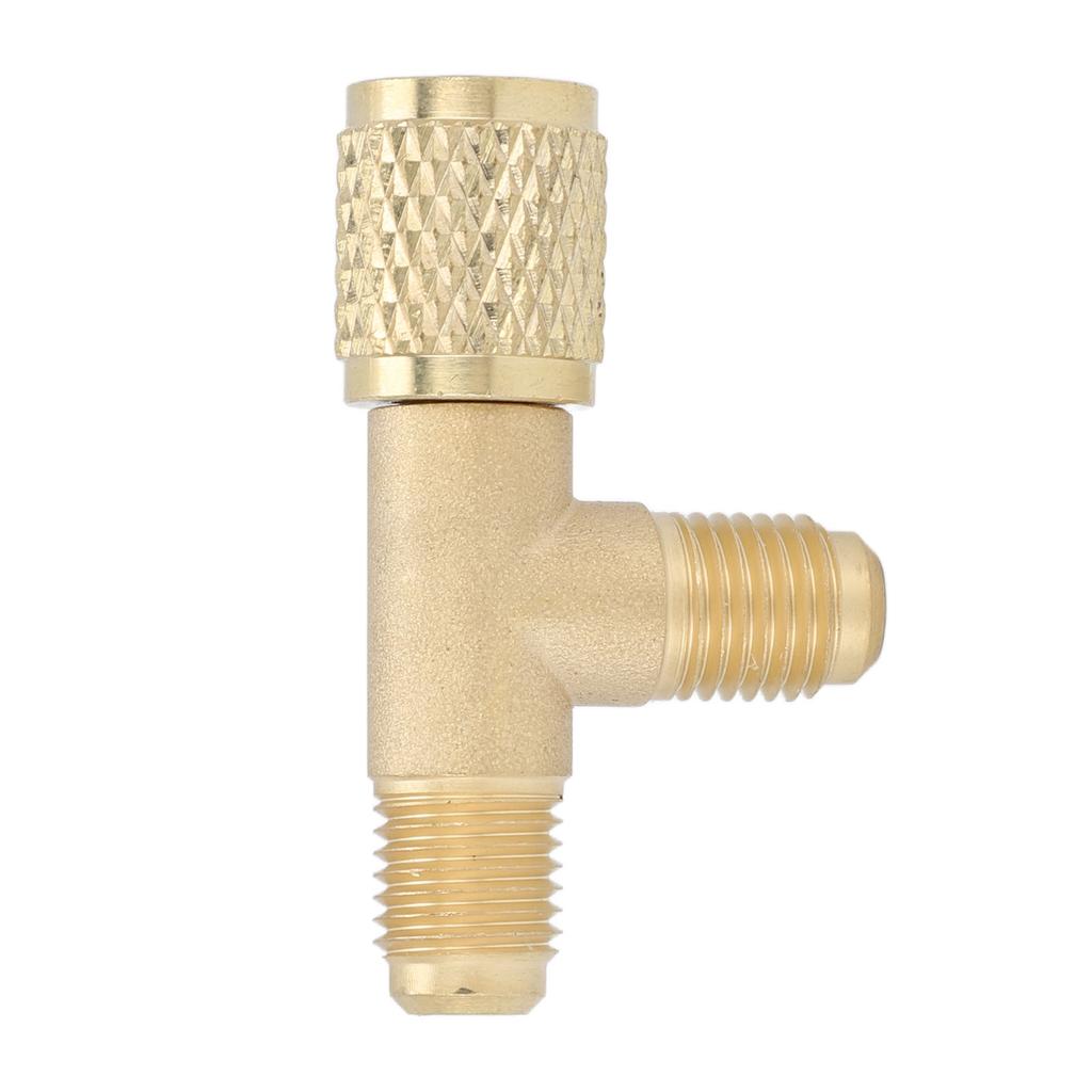Conditioner Quick Coupler Tee Adapter with Valve Core Brass 1/4in SAE Sturdy Structure HAVC Tee Adapter for R22 R12 R134