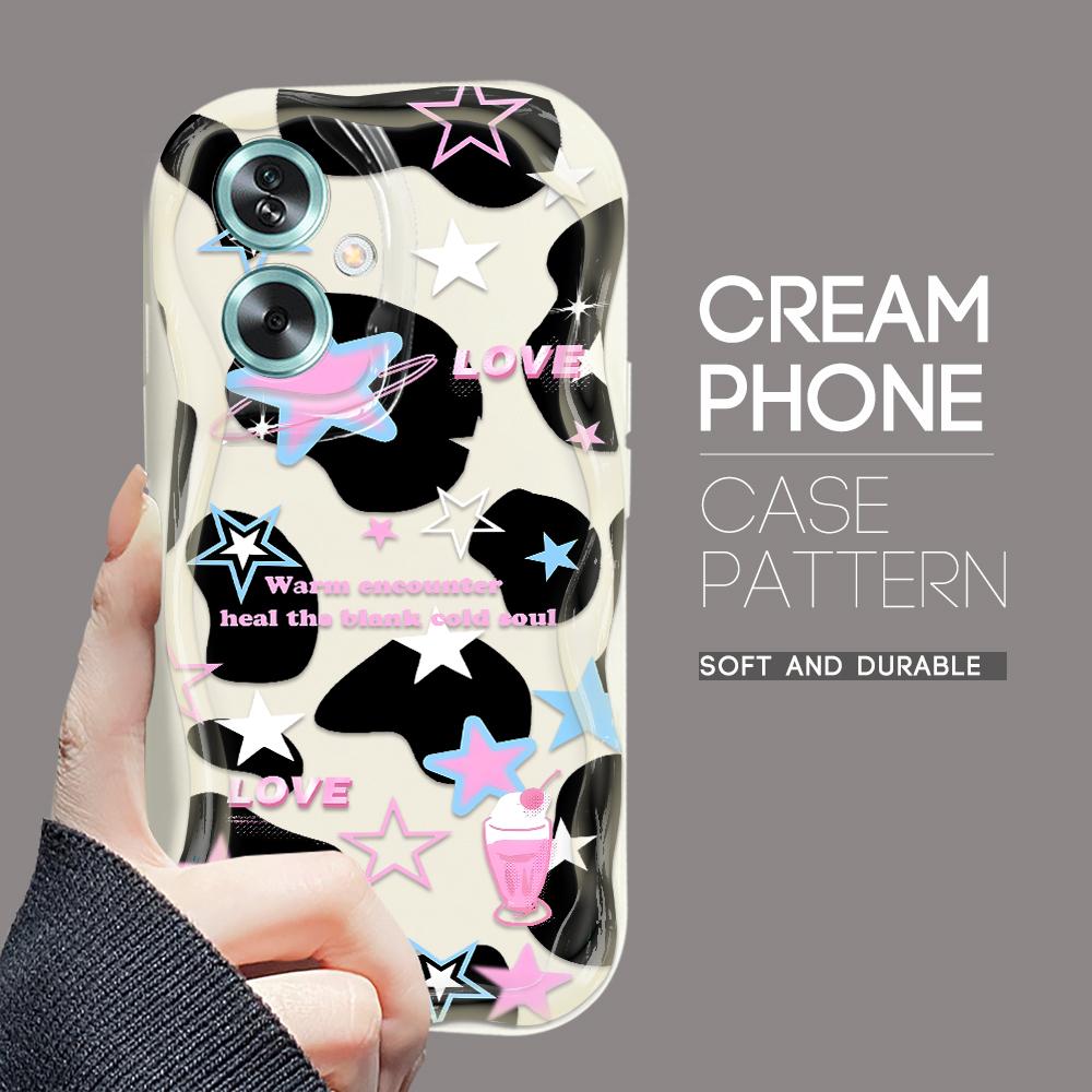 Cute Cartoon Pattern Cream Texture Casing Wavy Edge Soft Silicone Cover Phone Case for OPPO Reno Realme