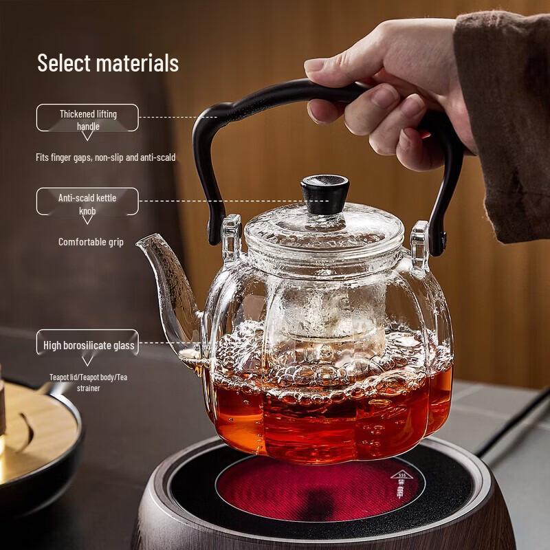 YIHUTEA Heat-Resistant Glass Teapot with Double Infuser