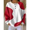 Women's Crew Neck Long Sleeve Waffle Knit Henley Top Loose Fit Casual Sweatshirt