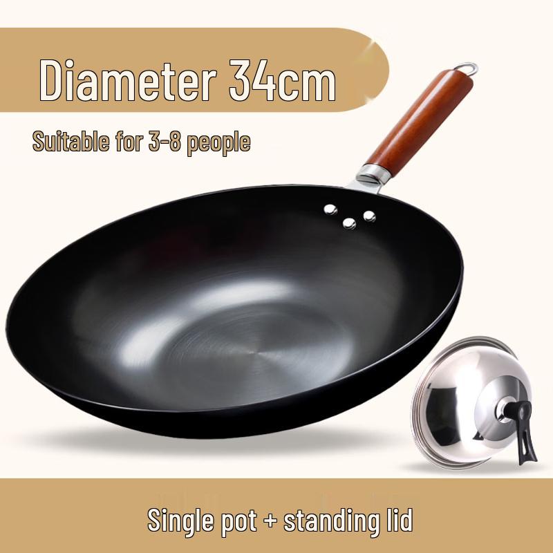 LIEI 34CM Flat Bottom Iron Wok