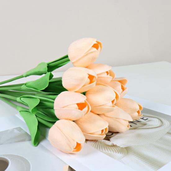 10Pcs Artificial Tulip Flower Home Office Party Realistic Fake Flower Branch Table Centerpiece Decoration Mother's Day Valentine's Day Easter Gift