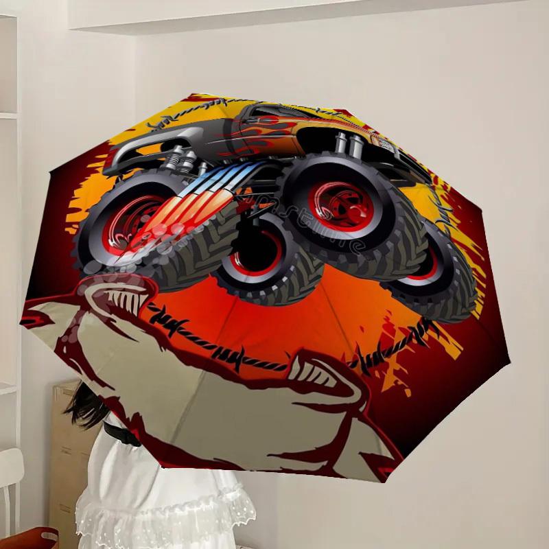 1pc Monster Truck Adventure Umbrella with Plastic Handle,Suitable for All Seasons Home Travel Outdoor UmbrellaDD622