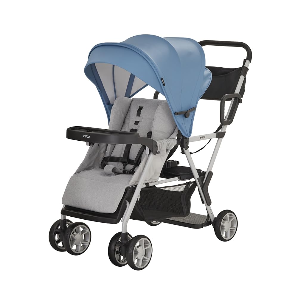 Katoji Double Stroller Futari De Go Limited Stroller Double Stroller 4 Months and Up Blue Silver