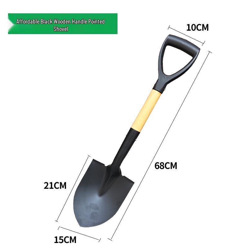 Wooden Handle Stainless Steel Gardening Shovel - Small, Pointed Shovel for Snow, Soil, Planting Trees & Flowers
