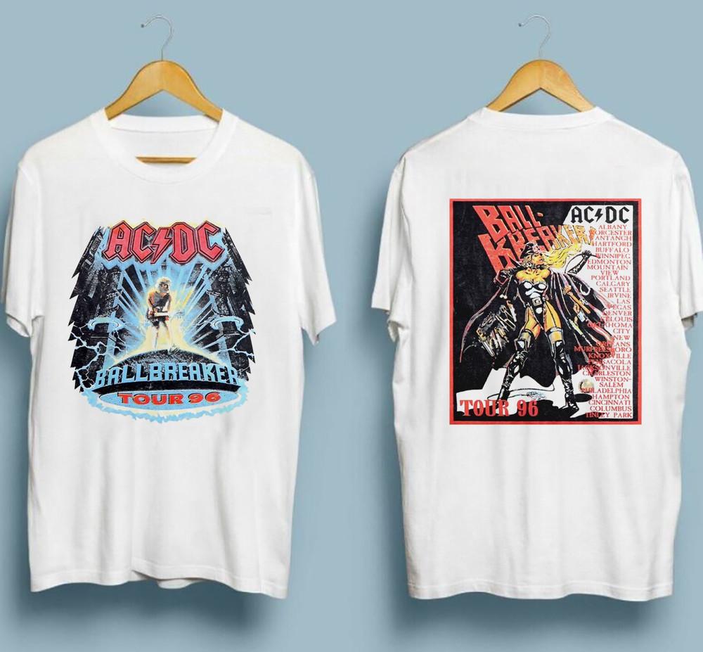 1996 ACDC Ballbreaker Tour White All Size Unisex Shirt AGG57 Unisex T-Shirt S