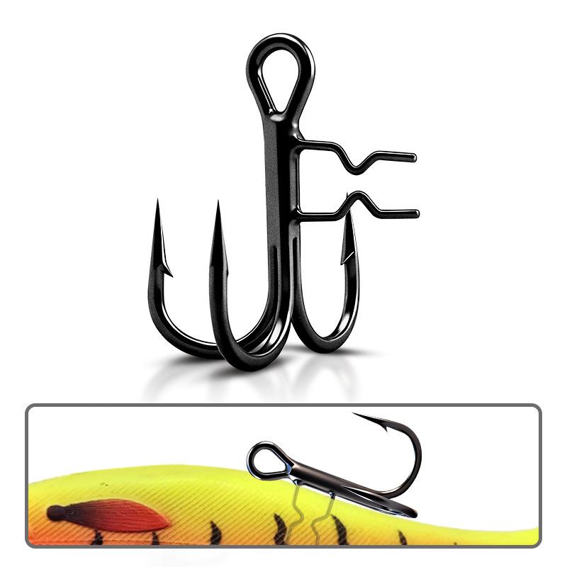 Hot 8# 1/0 2/0 3/0 Three Hooks, Elongated Barbed Soft Bait, Three Claw Hook, Spear Hook, Fish Hook (as the picture,6# 6pcs/bag)