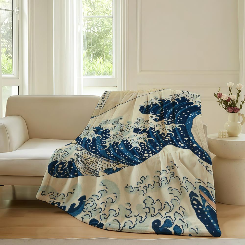 Art K Katsushika Hokusai Blanket Warm Soft Suitable For Bedroom Sofa Bed Living Room Office Travel Camping Gifts