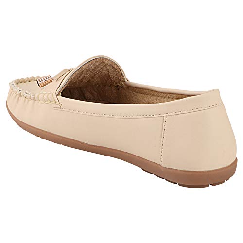 Shoetopia Womens Comfort Cream Loafer - EU40 (Comfort-Cream) /UK7 7 UK
