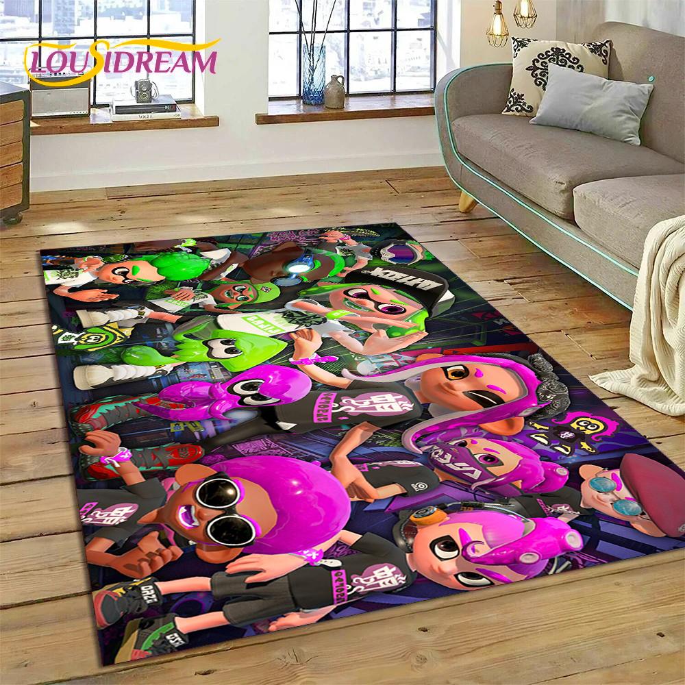 Splatoon3 PC Gamer Cartoon Game Rug Carpet for Living Room Bedroom Home Decor,Floor Mat Non-slip Decoration for Sofa Doormat KID