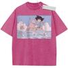 Unisex Washed Beige Vintage Tshirt Dragon Ball Goku Slowpoke Beach Highquality Fabric for Home Leisure Travel Shopping