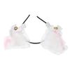 Fluffy Cat Ears Headband Cute Plush Hair Band with Bell for Halloween Cosplay Costume PartyWhite