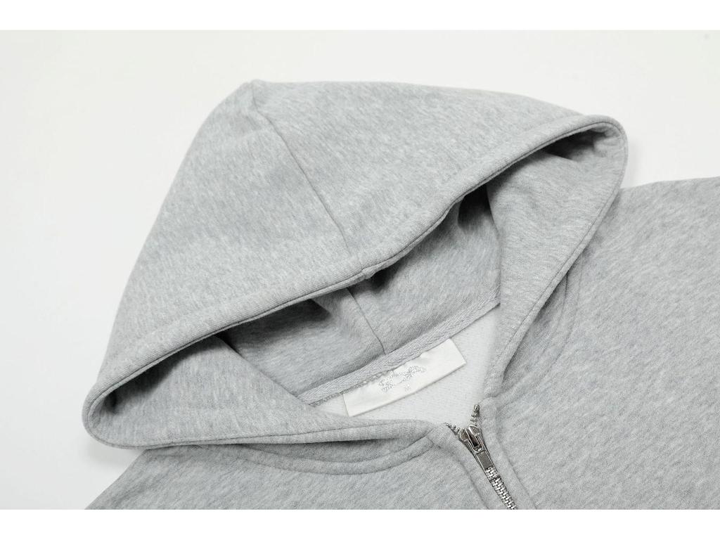 Ida.sply European & American Style Hip Hop Zipper Cardigan - Loose Pure Cotton Hooded Sweatshirt