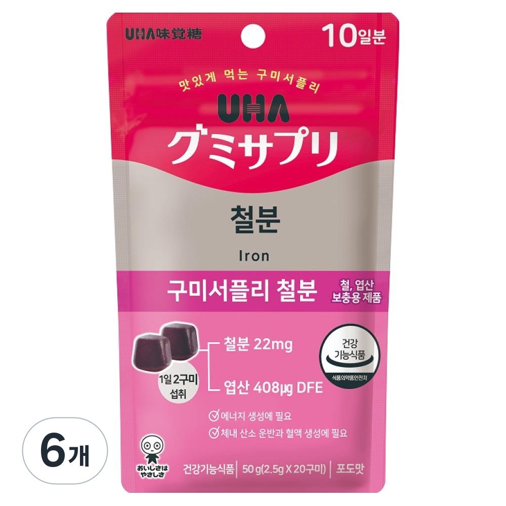 Yuhamikakuto Gummy Supplement Iron Jelly 20p (6 Pcs, 20 Tablets)
