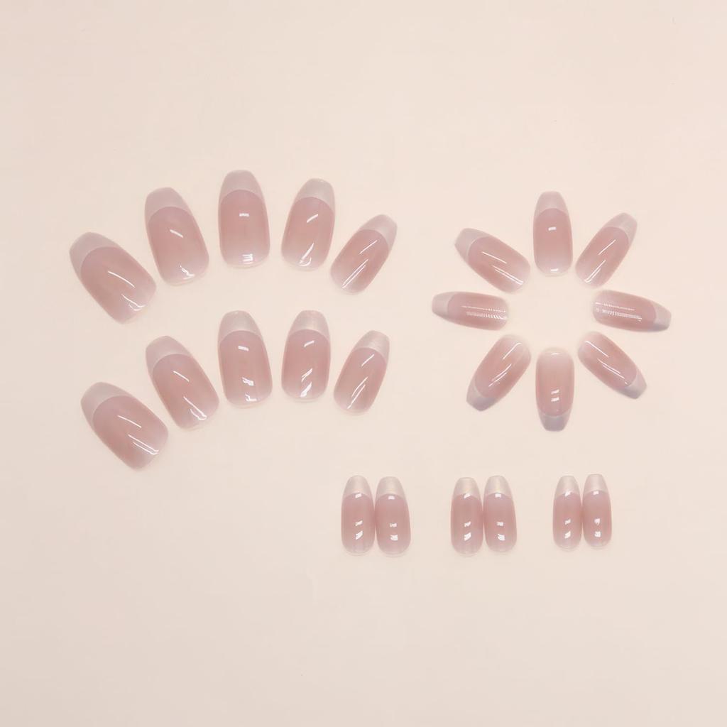 Nakhi 24 Reusable Artificial Fake Nail Set | Peach Color With Golden Tip Design Almond Glossy Nails | Lightweight & Long Lasting| Quick Fix For Fe