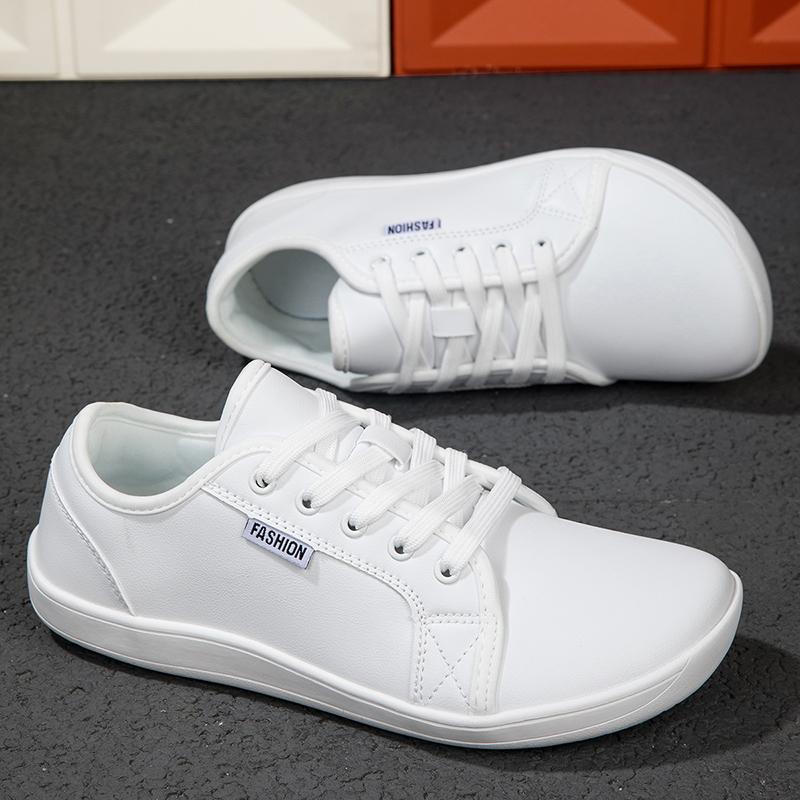 New Flat Shoes for Men Brand Plus Size Suitable for Wide Footed Shoes PU Face Lace Up Black Couple Outdoor Casual Sports Shoes