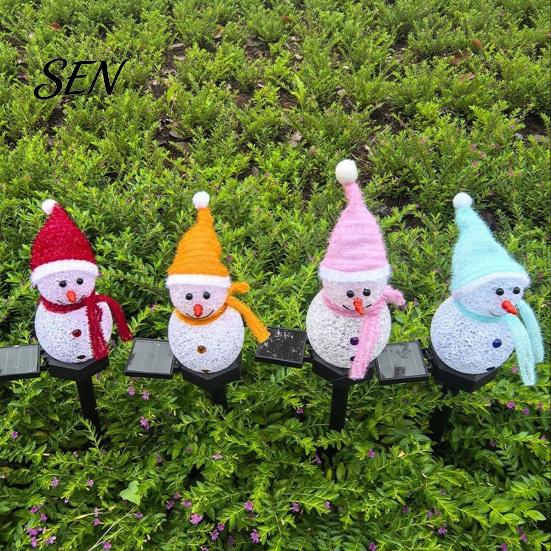Waterproof Solar Powered Yard Ornaments 2Pcs Snowman Garden Lights, Christmas Pathway Decorative Figures for LED Lamps with Stakes Lawn Patio
