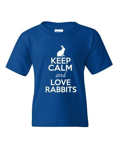 Keep Calm And Love Rabbits Bunny Rats Pet Animal Lover Youth Kids T-Shirt Tee Unisex T-Shirt XXXXL