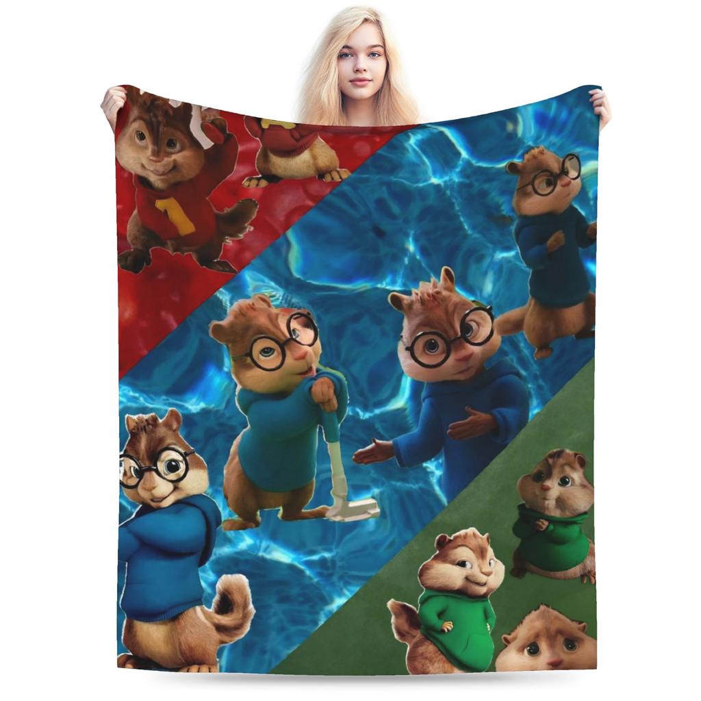 Super měkká deka Alvin a Chipmunkové Prémiový flanelový fleece Lehká přikrývka Teplé plyšové deky pro všechna roční období