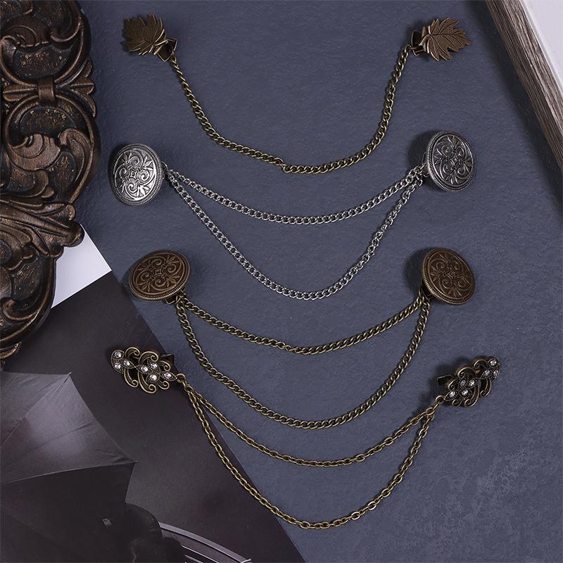 Vintage Leaf Round Flower Chain Cardigan Clip Lady Retro Tassel Buckles Cloak Shirt Scarf Brooch Pin Jewelry