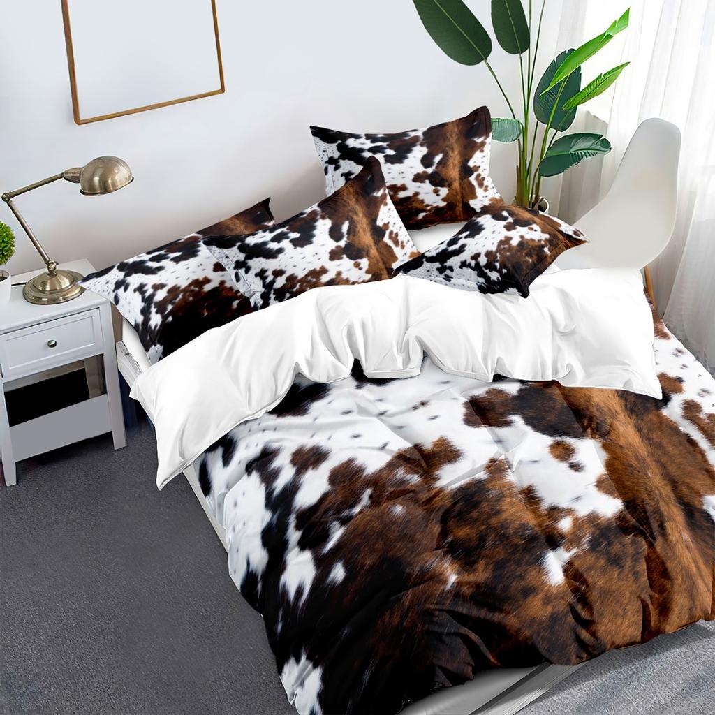 Brown Polka Dot Cow 3D Print Bedding Set Washable Comfortable Duvet Cover King Queen Twin Single Size Bithday Gift Bedroom Decor